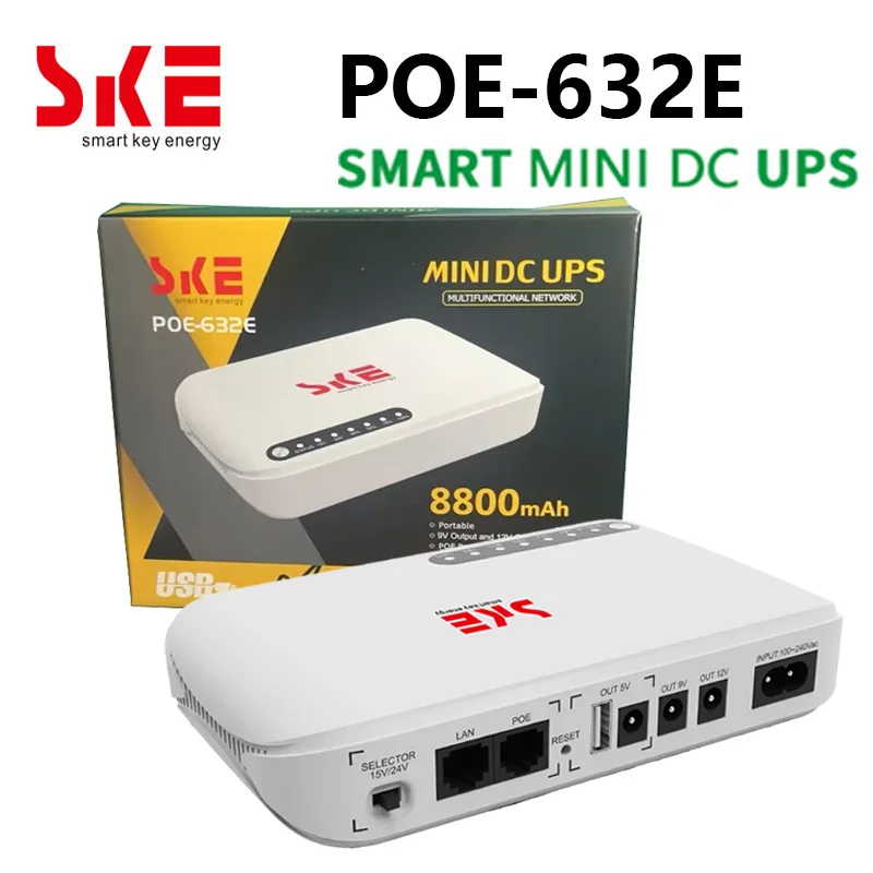 SKE MINI DC UPS 8800mAh Portable Battery Backup DC5V 9V 12V 15V 24V POE Uninterrupted Power Supply For WiFi Router Power Adapter