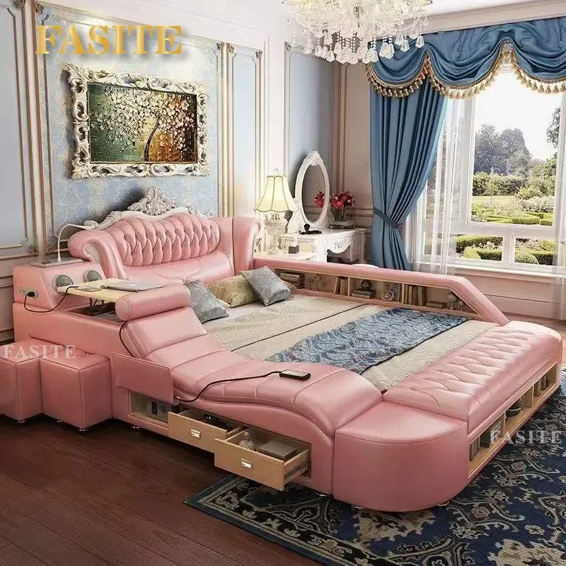 Multifunction Bed Modern Tatami Smart Upholstered Bed Bedroom Furniture king Size Smart Beds
