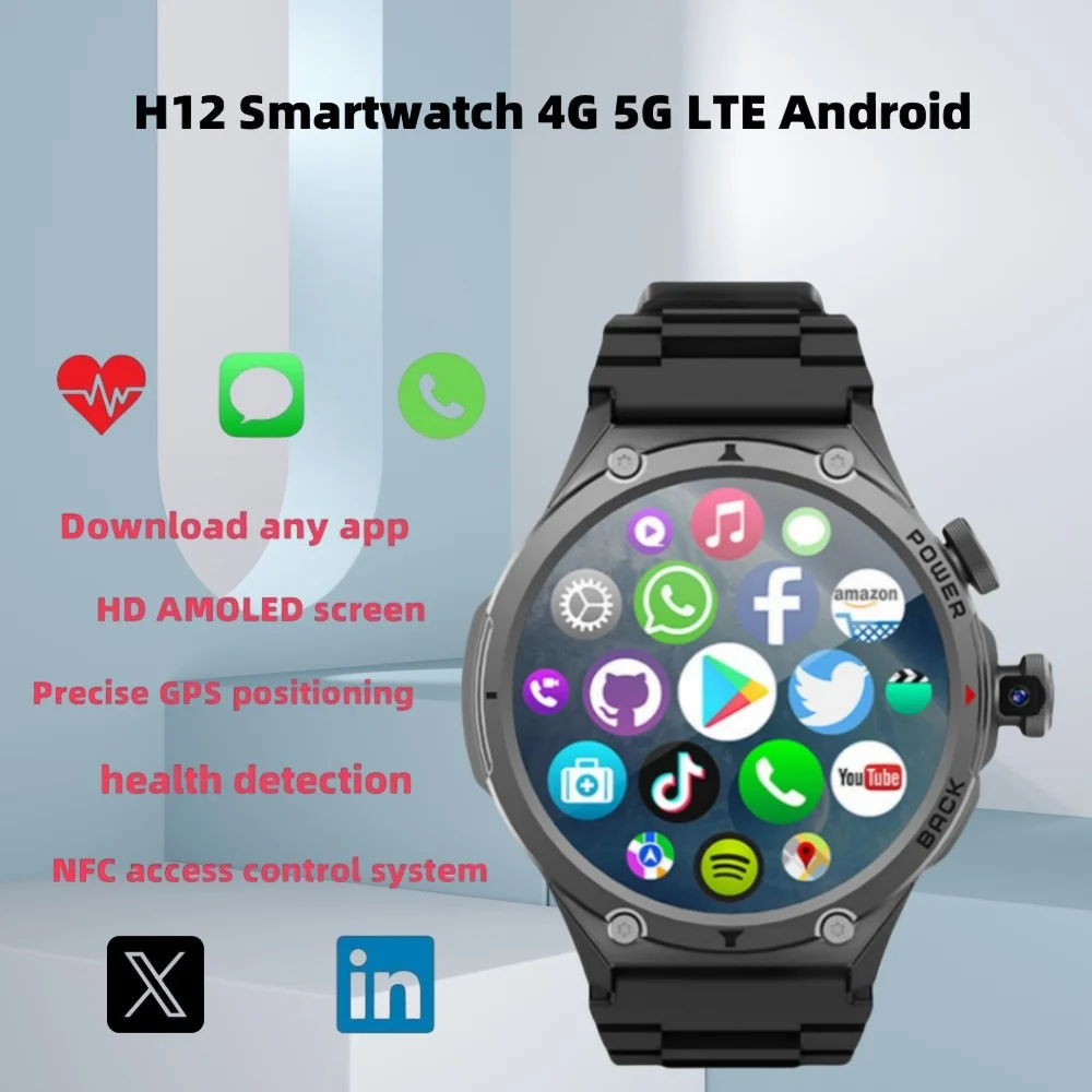 

H12 Смарт-часы Android-система 4G 5G Полная сеть 1,6-дюймовый 720*720 HD-экран Синий свет WIFI Точные GPSСпортивные часы