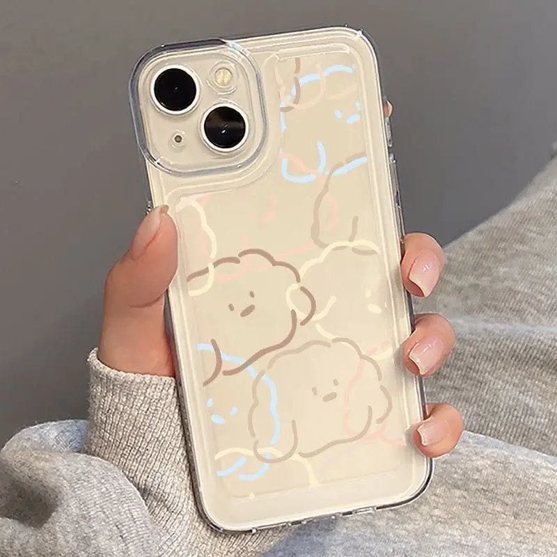 Casing ponsel iPhone15pro anak anjing baru iPhone14 tahan jatuh iPhone13 transparan iPhone12 semua termasuk iPhone11