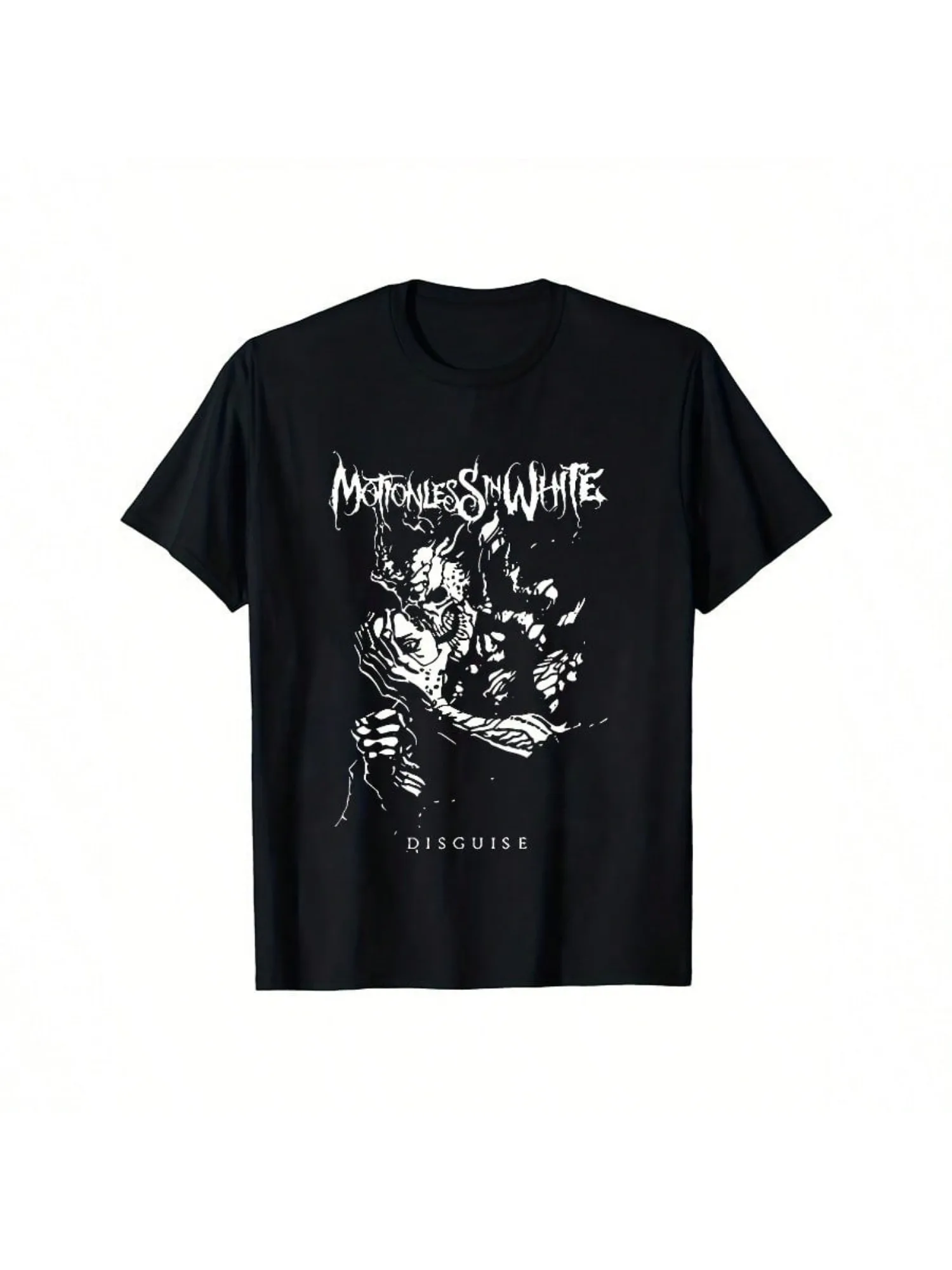 تي شيرت جرافيك للرجال باللون الأبيض |   تي شيرت بشريط أسود مع طباعة هندسية لعمل RISUS الفني #6