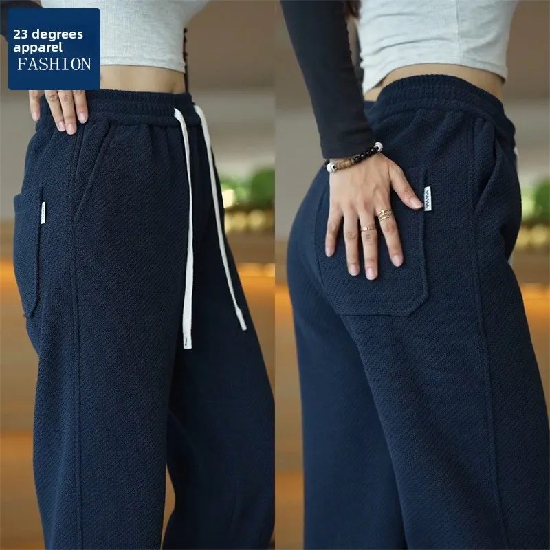 

Мужские повседневные брюки прямого кроя для осени и зимы, трикотажные, свободные, комфортные, с широкими штанинами