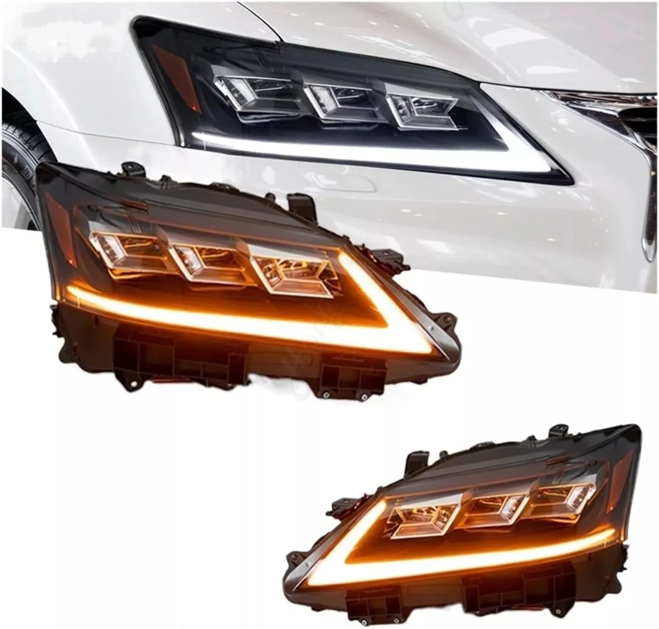 Pair Headlight Assemblies For 2012-2013-2014 Lexus GS250 GS350 Modified LED Modified Cars Headlights With Sequential Turn Signal