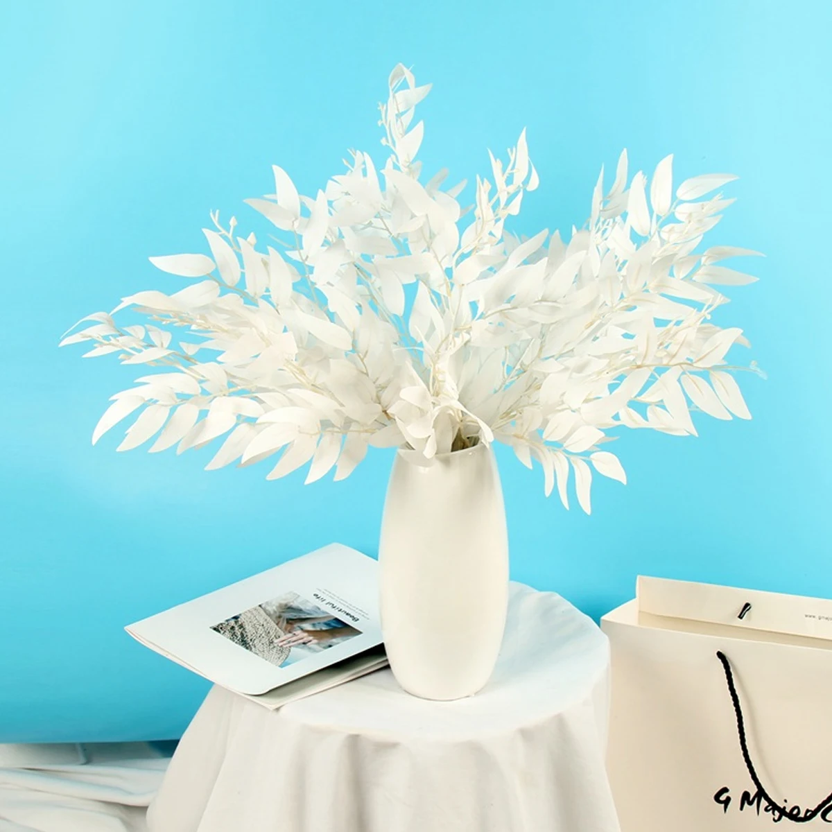 

2pcs Artificial Willow Leaves Garland Decor Christmas Party Home Photo PropsFake Flowers Vase Office Hotel Cafe Decoration