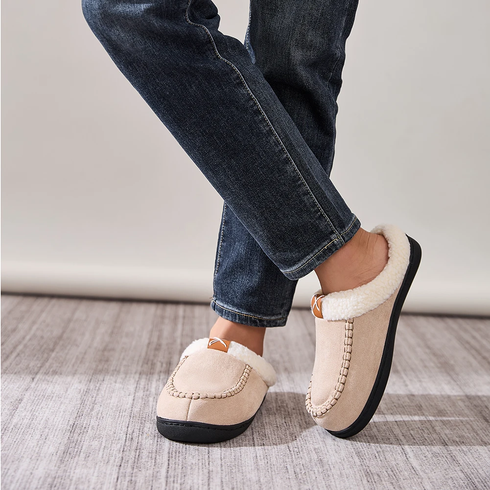 

Thermal Plush Slippers Fuzzy House Slippers with Faux Fur Lining Cloud Platform Slippers Comfortable for Autumn Winter