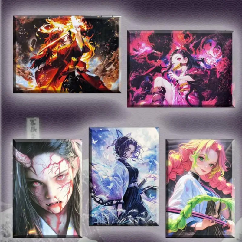 Wholesales Demon Slayer Collection Card Kaiyue Culture Cool Hand Drawn Card Tiles Q Version Cute Playing Anime Acg Cards