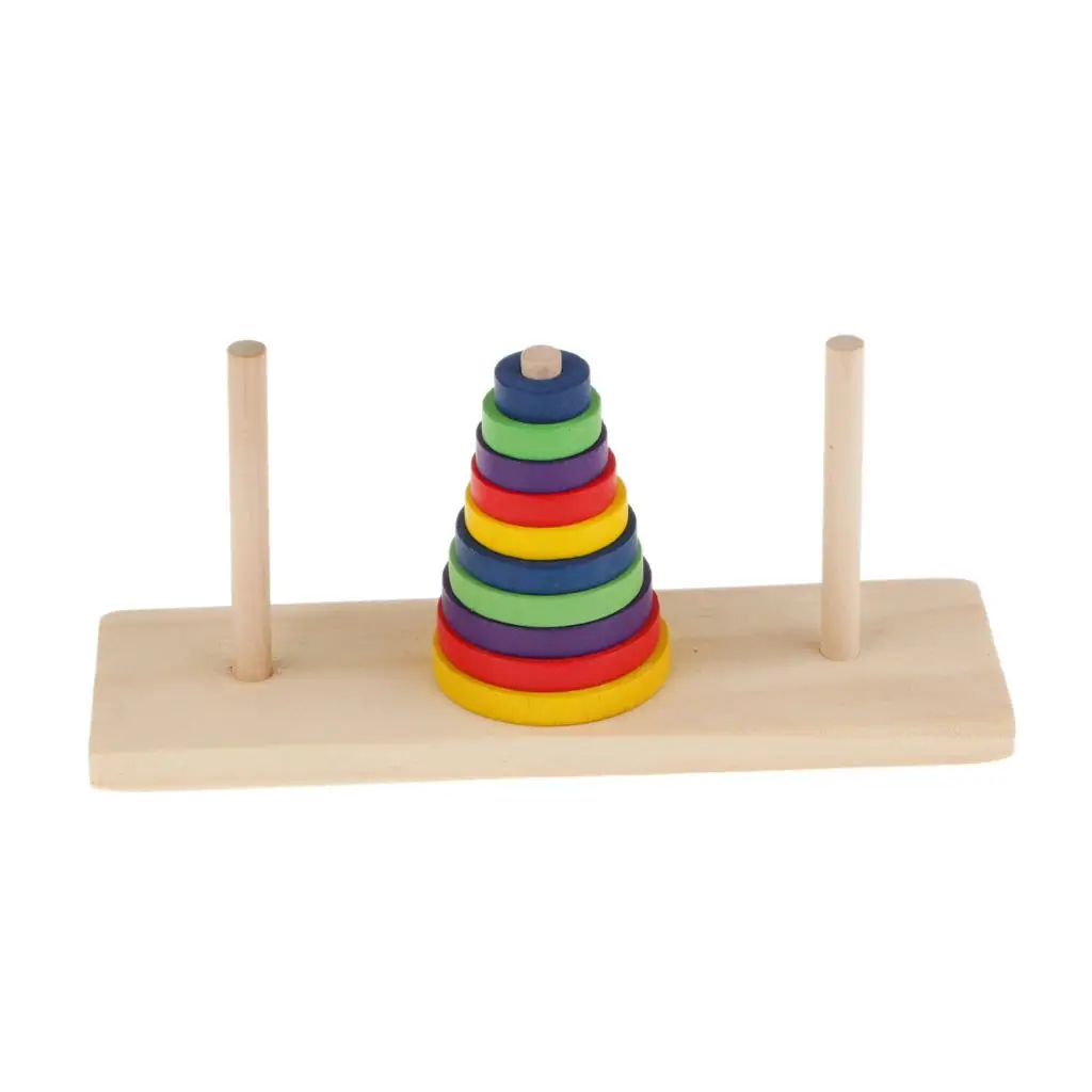 Indian Style Wooden Tower of Hanoi IQ Puzzle Children Educational Toy