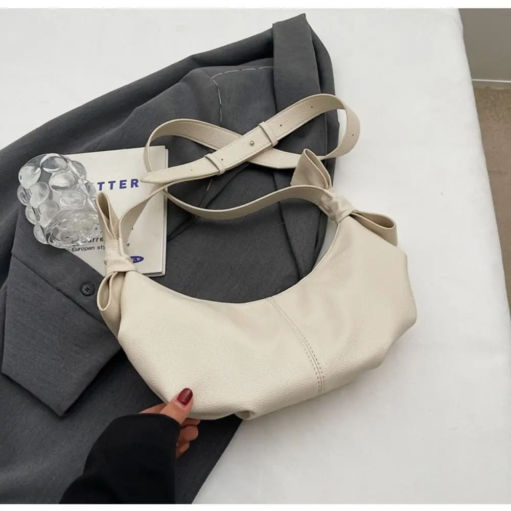 

New Solid Color Cow Horn Bag PU Soft Underarm Shoudler Bags High-capacity Crossbody Bags for Women