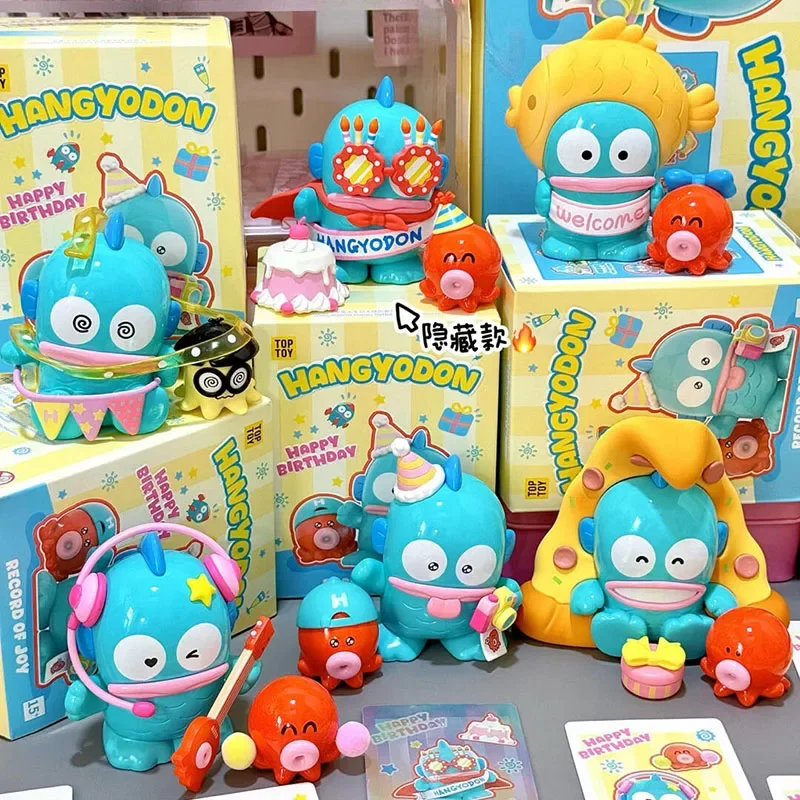 

Original Sanrio Characters Hangyodon Happy Birthday Series Trendy Toy Blind Box Ornaments Cartoon Cute Girl Gift