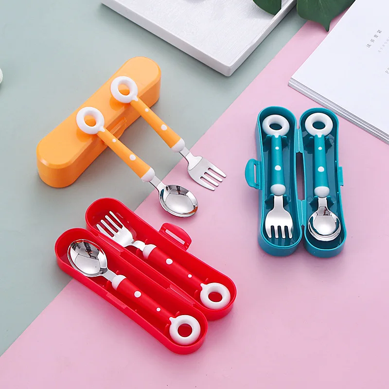 

316 Stainless Steel Children's Tableware Outdoor Portable Baby Spoon Fork Camping Tableware