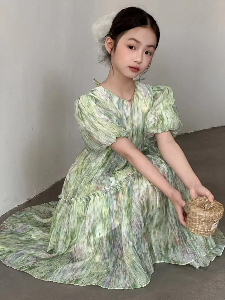 

Faionable цветочный принт ort Sve Dr для девочек, новое летнее поступление, брендовая детская одежда Bora Princ Sle из полиэфирного волокна