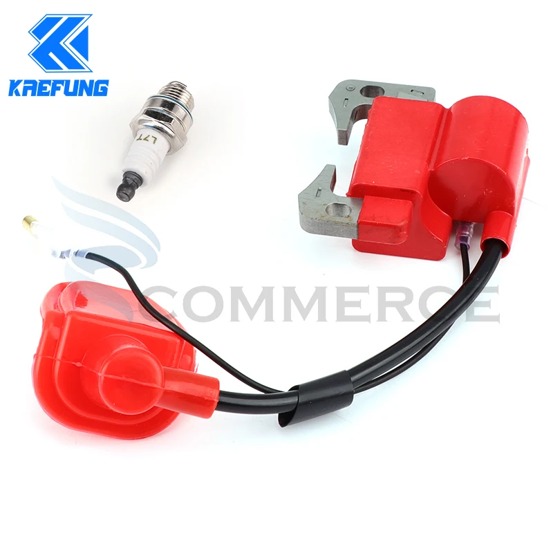 Red/Black Ignition Coil with L7T spark plug for 43cc 47cc 49cc Mini Quad Pocket Dirt Bike ATV 2-Stroke Engine Accessories