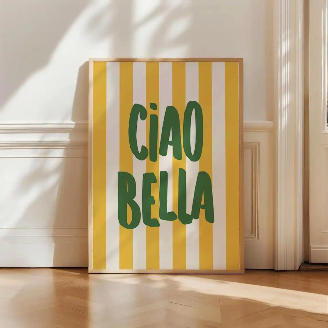 Art Stripe Print Preppy Aesthetic Kitchen Wall Dopamine DecorTrendy Decoration Ciao Bella Poster Sage Green