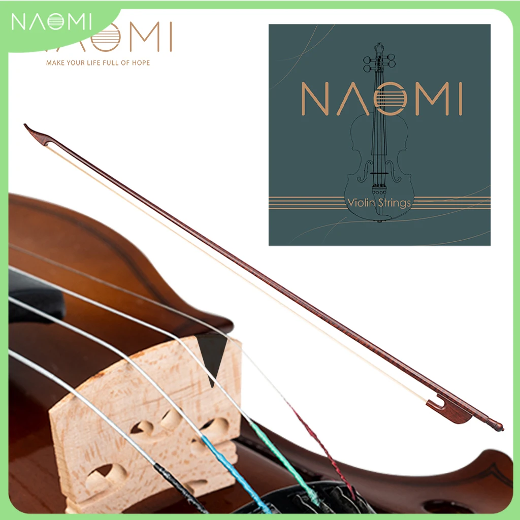 

NAOMI Violin Accessories Set W/AA Grade Violin Bridge +Advanced Baroque Style Snakewood Violin Bow+Violin Strings For 4/4 Violin