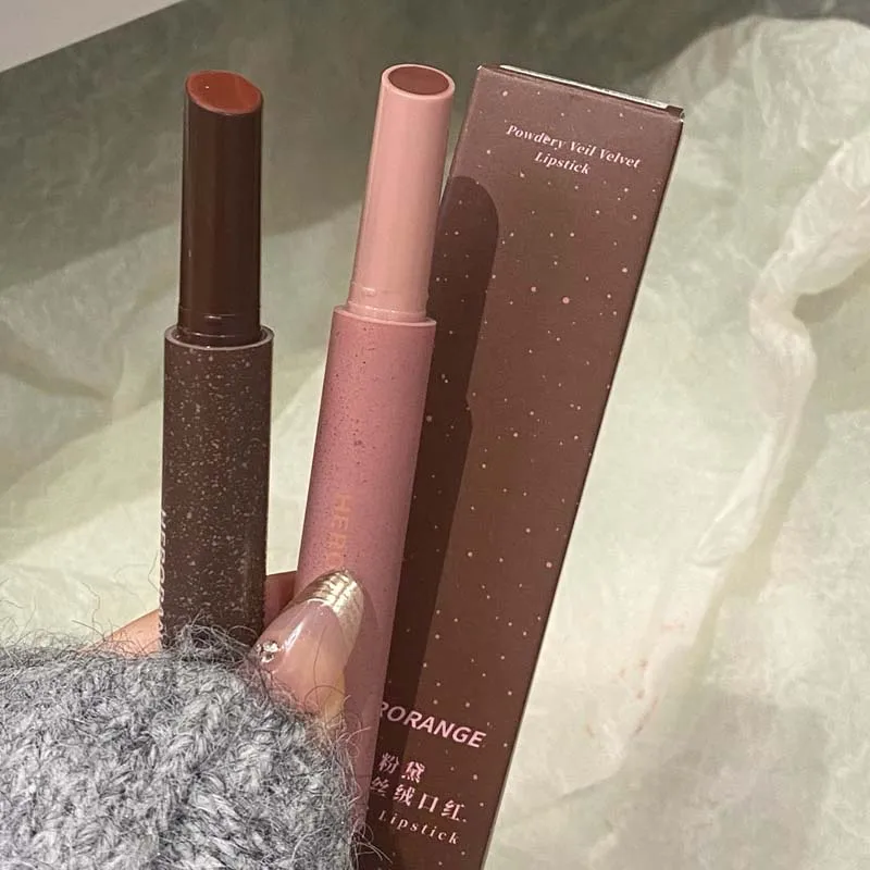Herorange Soft Velvet Lipstick Matte Finish Moisturizing Low Saturation Ultra Long-Lasting Non-Stick Cup Lipstick Pen