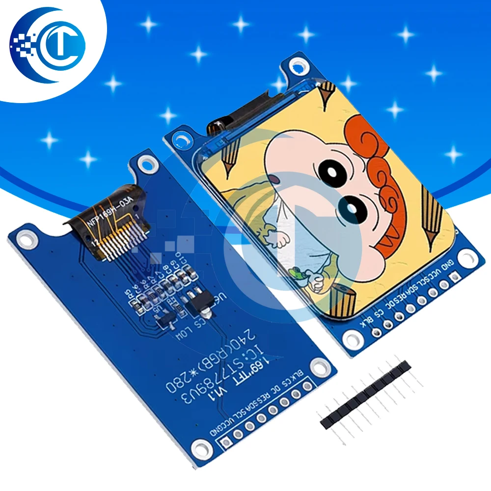 

1.69 Inch 1.69" Color TFT Display Module HD IPS LCD LED Screen 240X280 SPI Interface ST7789 Controller For Arduino