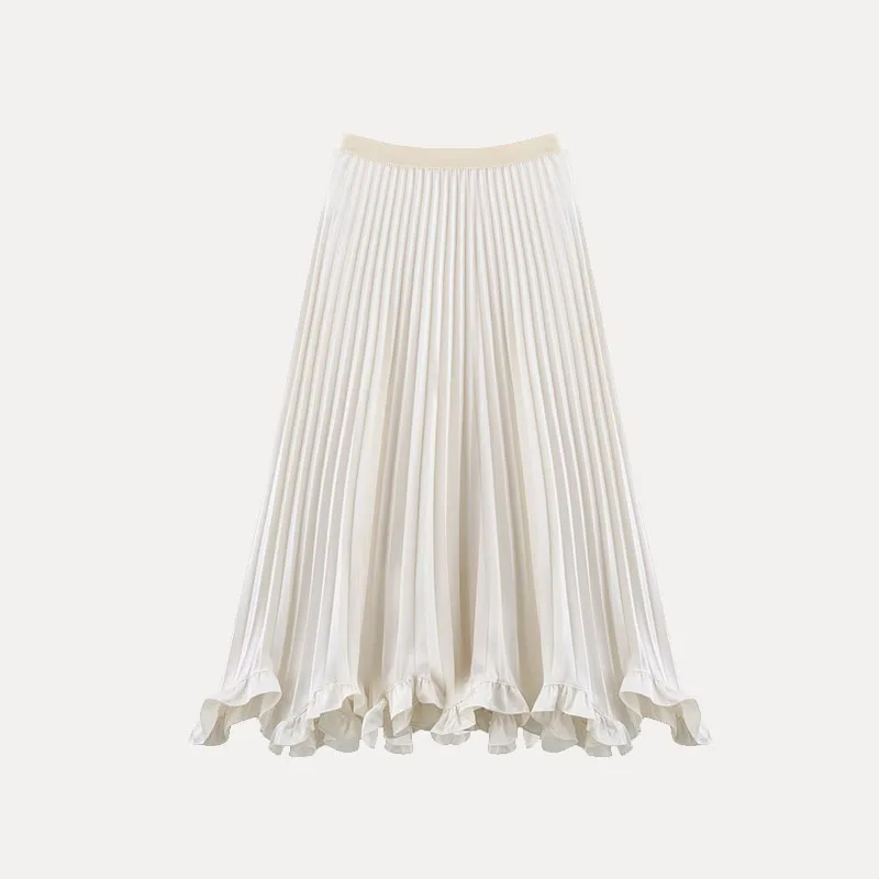 

Spring 2025 Heavy Embellied Petal f Skirt Women's Sle Gauzy A-Line Midi Skirt High Waist Polyester Fiber