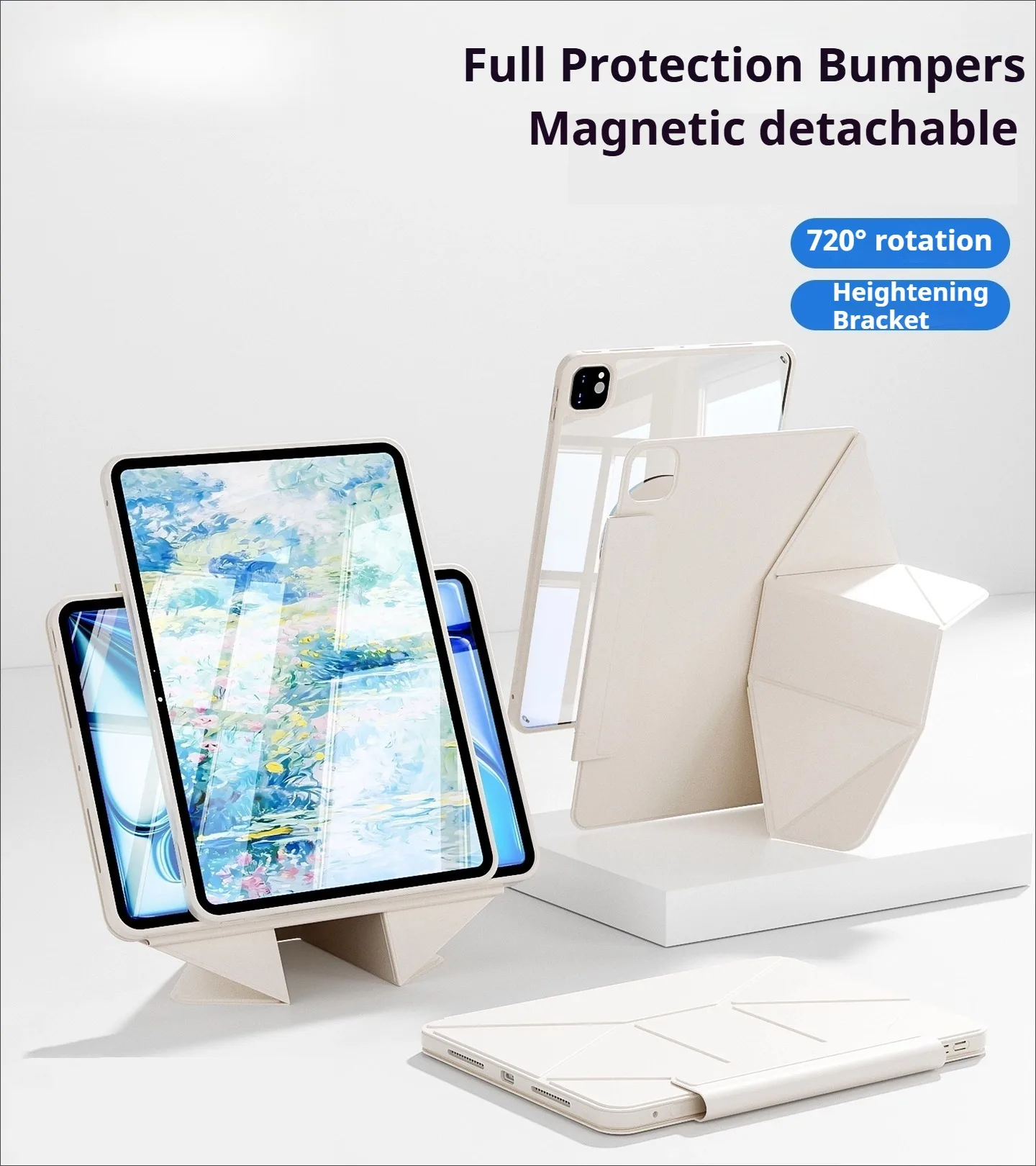 ZOYU iPad 10/11th Gen Increase Height Bracket Case, iPad Pro 11 12.9 13 Air 11 4/5/6/7/8th Gen Mini 6/7 Magnetic Detachable Case