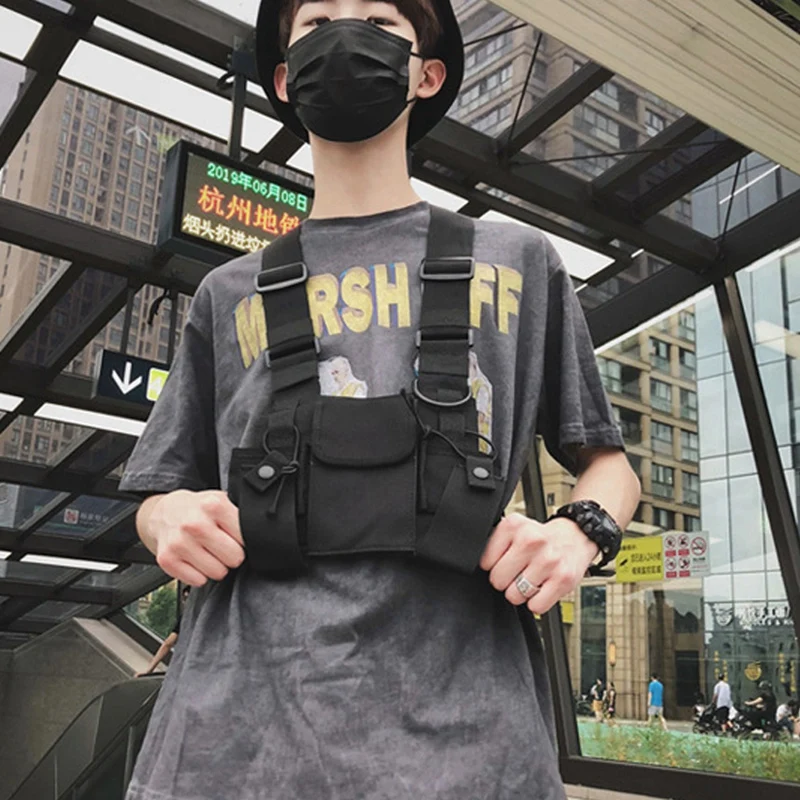 ABSQ-วิทยุ Walkie Talkie 3 กระเป๋า Chest Pack กระเป๋าพร้อมซิปสําหรับ Motorola Baofeng Kenwood ด้านหน้า Pack กระเป๋าเสื้อกั๊กพกพา