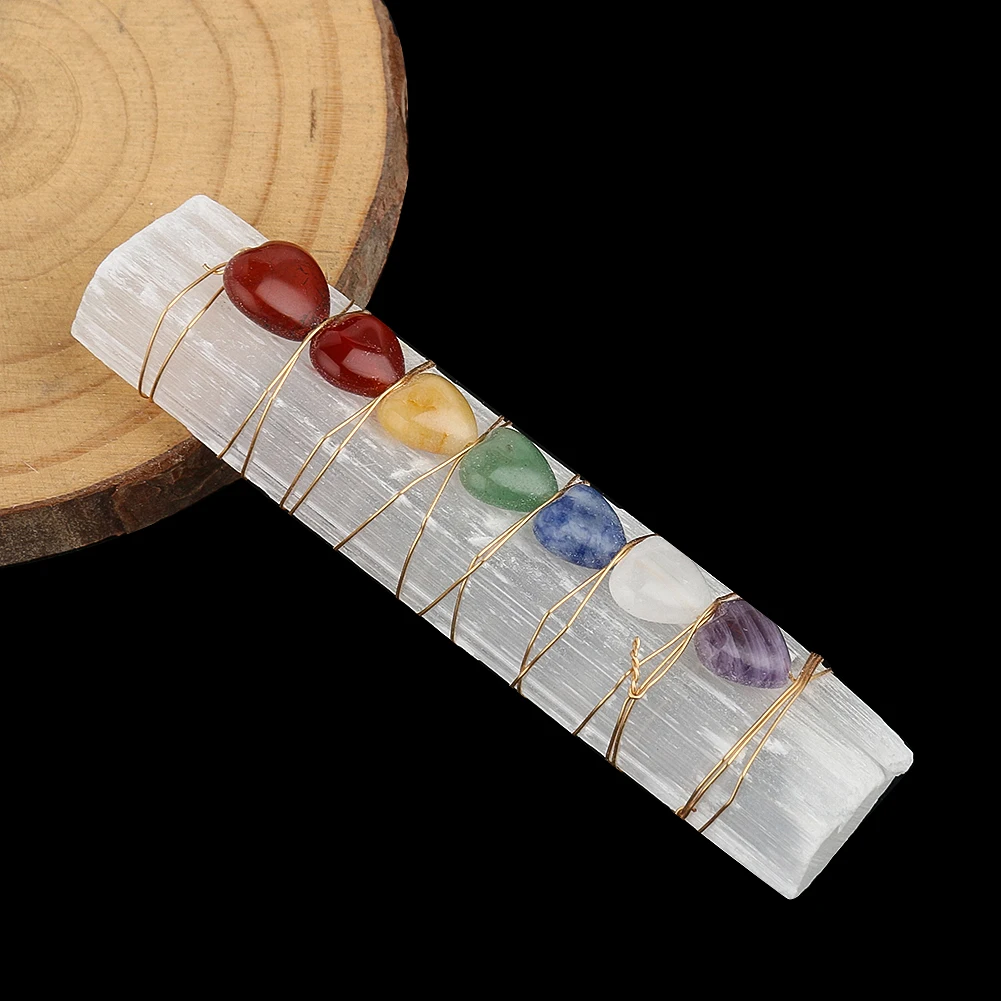 Natural Crystal Jade Colorful Love Plaster Stick Seven Chakra Stones Home Decorations Ornament Hand Play Holiday Gifts Crafts