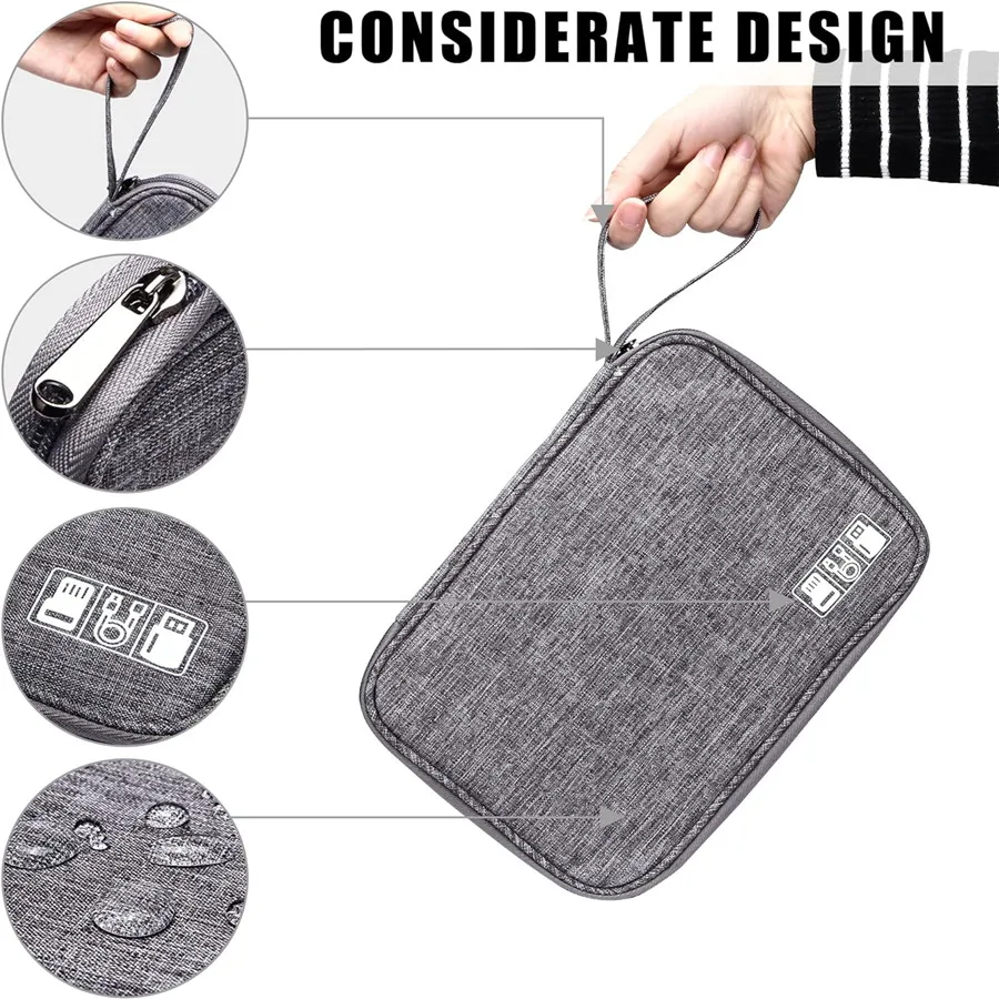 Travel Cable Storage Bag Portable Digital USB Gadget Organizer Charger Wires Case Cosmetic Zipper Pouch Accessories Supplies