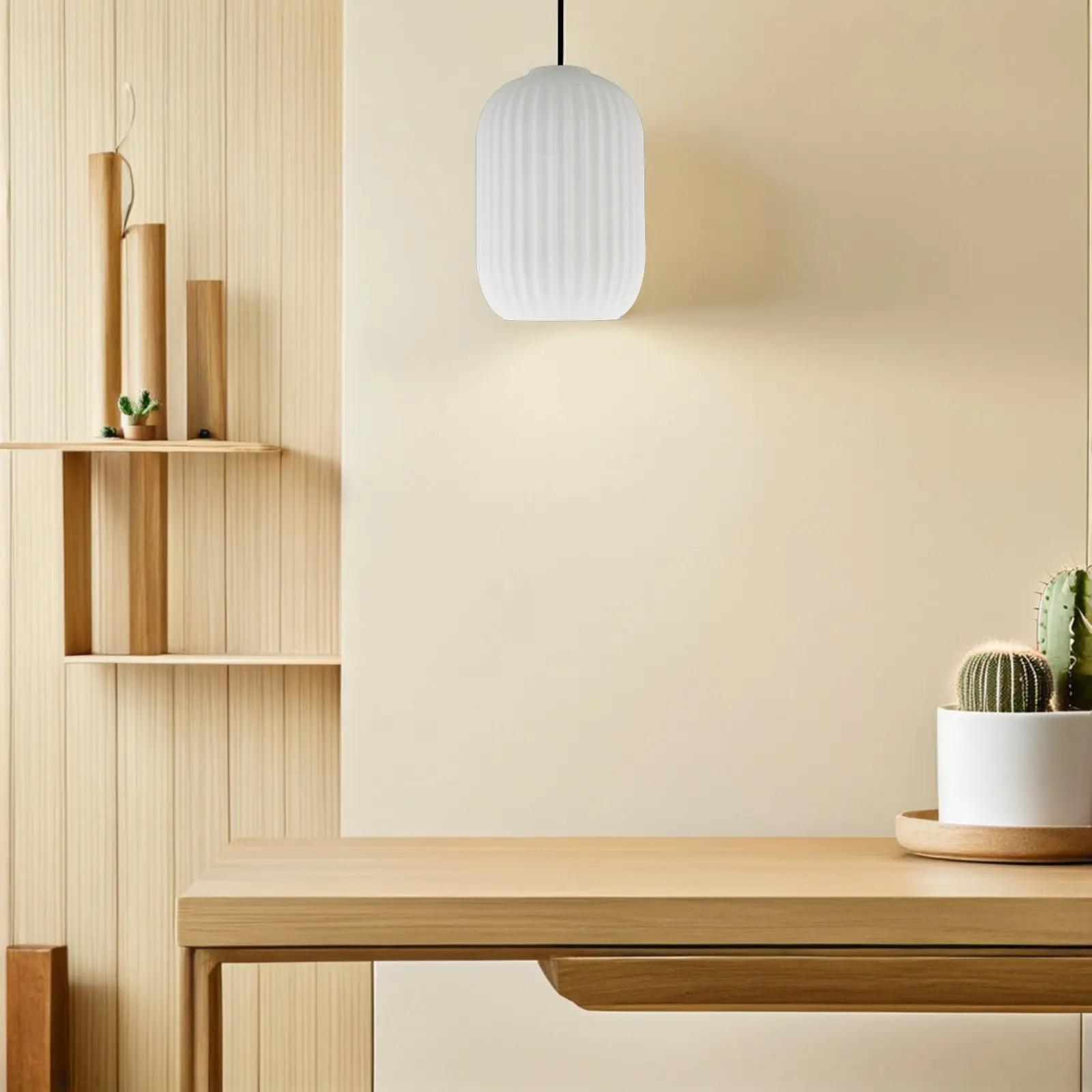 Glass Lamp Shade Replacement White Striped Cylinder Design for Desk Lamp Pendant Light Chandelier Wall Sconce Dining Room Home