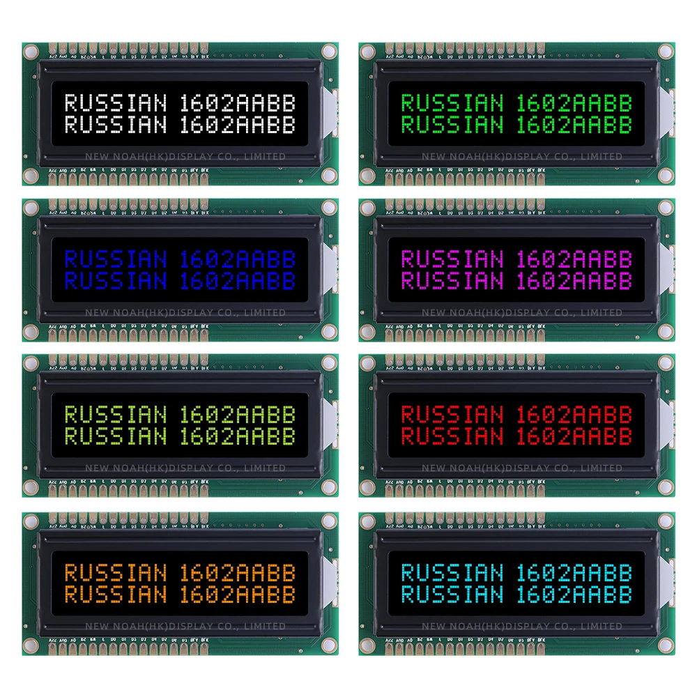 Russian BTN Black Film Red 1602W 3.3V Large Window LCD Display Screen Multiple Word Libraries ST7066U STN High Frame 12MM