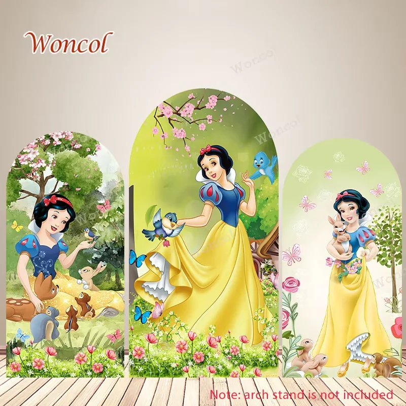 Snow White Arch Backdrop Girls Birthday Baby Shower Backdrop Polyester Double-Sided Snow White And The Seven Dwarfs Arch Cover