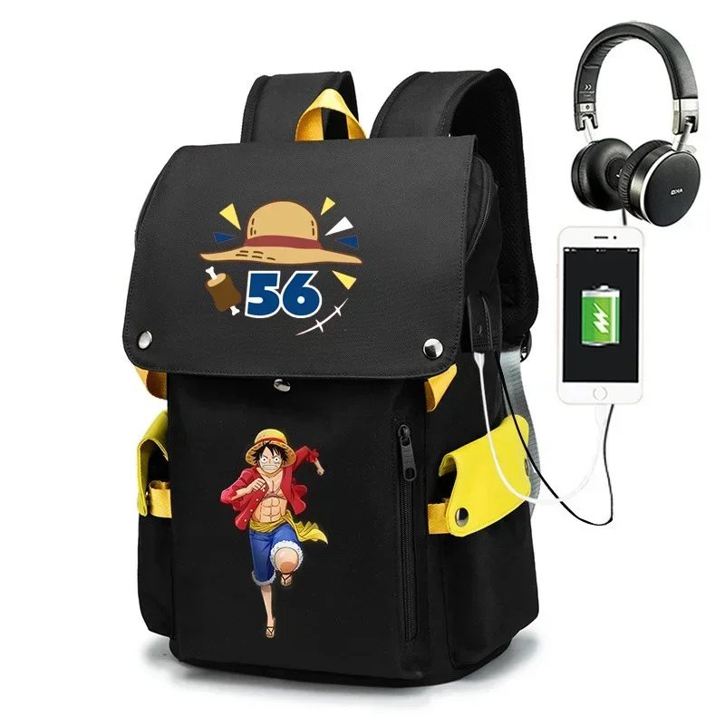 

One Piece Luffy Co-branded Anime School Bag Large-capacity Backpack Zipper School Bag for Primary and Secondary School Students