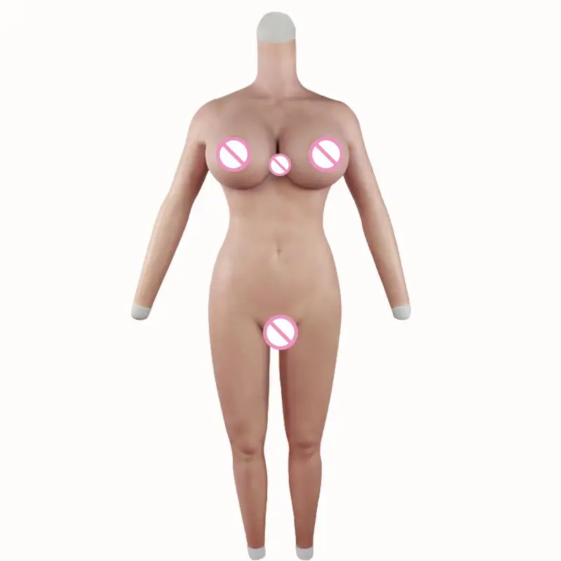 Huge H G Cup Man Fake Boobs Silicone Bodysuit One Piece Body Suit Silicon Gel With Arm Chest Male To Female Crossdresser Shemale