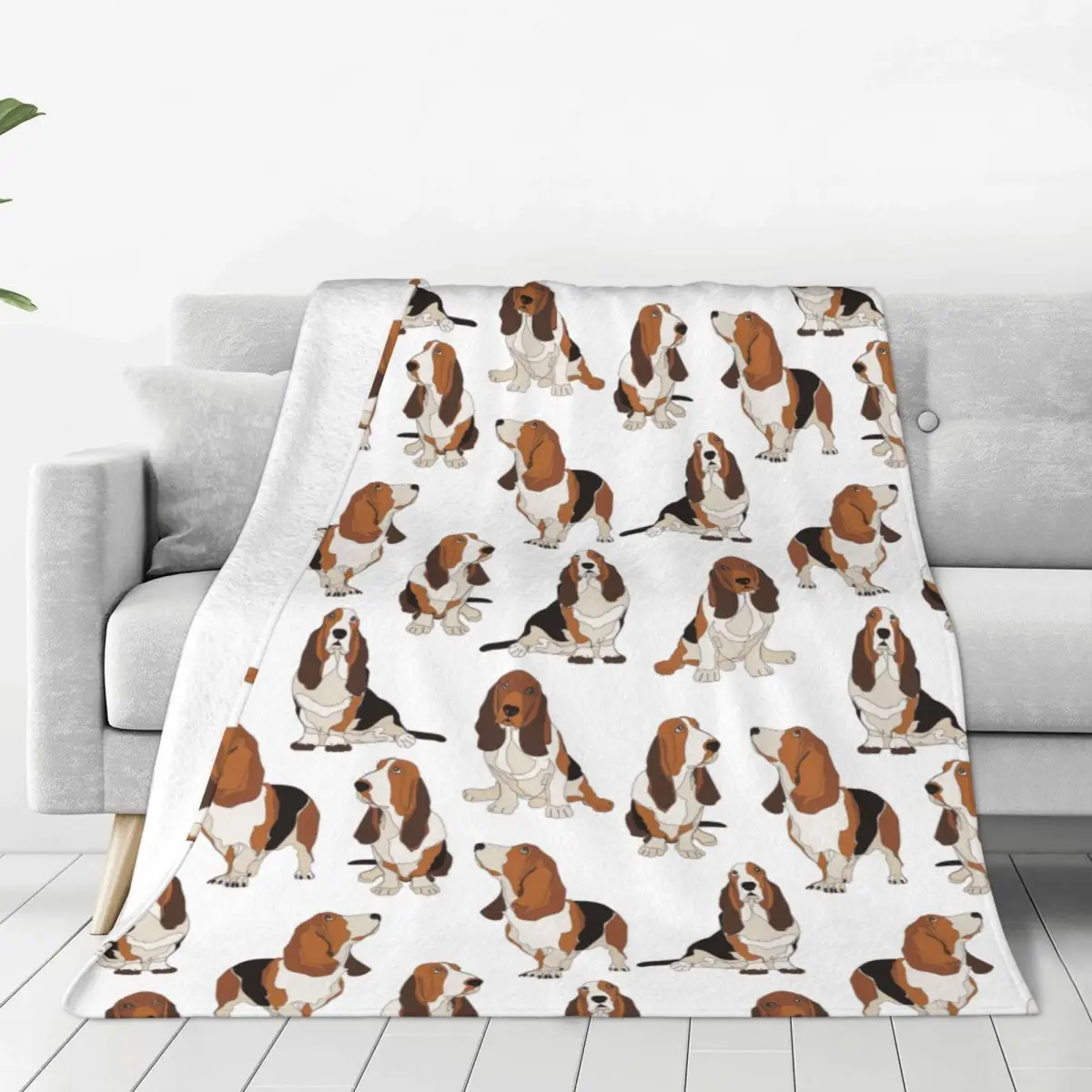 Plaid Décoratif Confortable pour Chien de Basset, Accessoire de Literie Chaud pour la Voiture