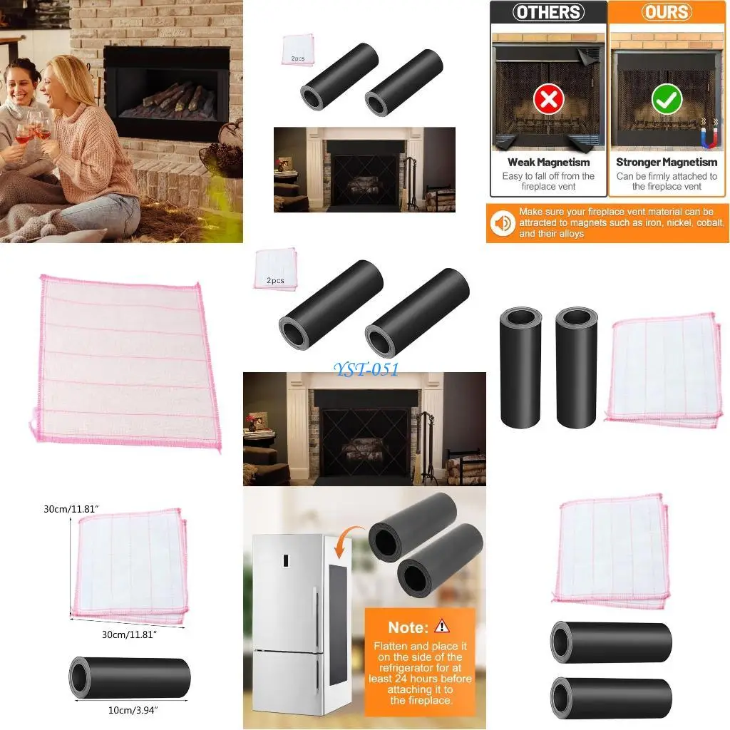 

E15A Fireplaces Screen Block Rubber Wind Blanket 2pcs for Winter