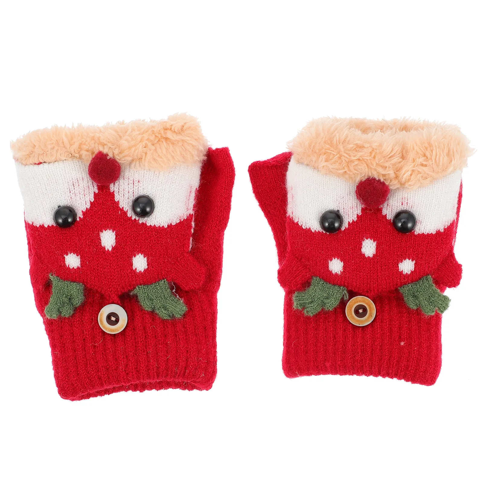 1Pair Kids Warm Winter Gloves Christmas Style Design for Cold Weather Outdoor Activities School Play Gift