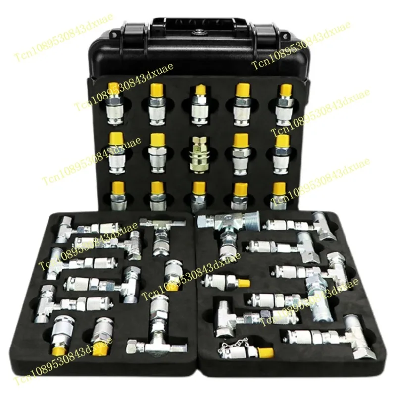 20 joints 14 tees Excavator Pressure Test Tee Pilot Distribution Valve Travel Hydraulic Maintenance Pressure Gauge Adapter Kit