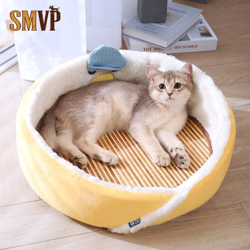 

Suitable for All Four Seasons Cat Bed Thick Mattress Softness and Comfort Cute Cartoon Shape Small Pet Sleeping Nest