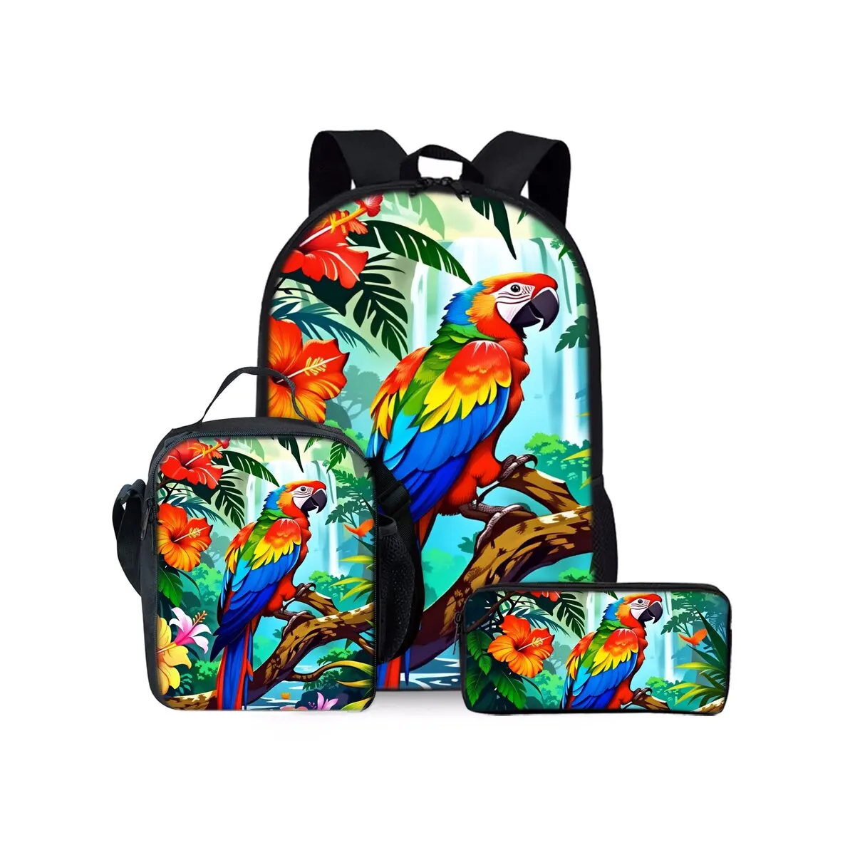 

Набор из трех рюкзаков с ярким принтом попугаев для мальчиков и девочек, лучшие подарки, школьная сумка с 3D-мультяшным рисунком для детей