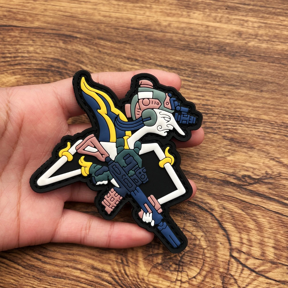 Trendy Quirky Character Cartoon Alien 2D Flat Pvc Material with a Felt Backing Sticker Included. Specification: 1Pc. Helmet, Hat, Clothing, Cycling Bag, Personalized DIY Versatile Decorative Sticker