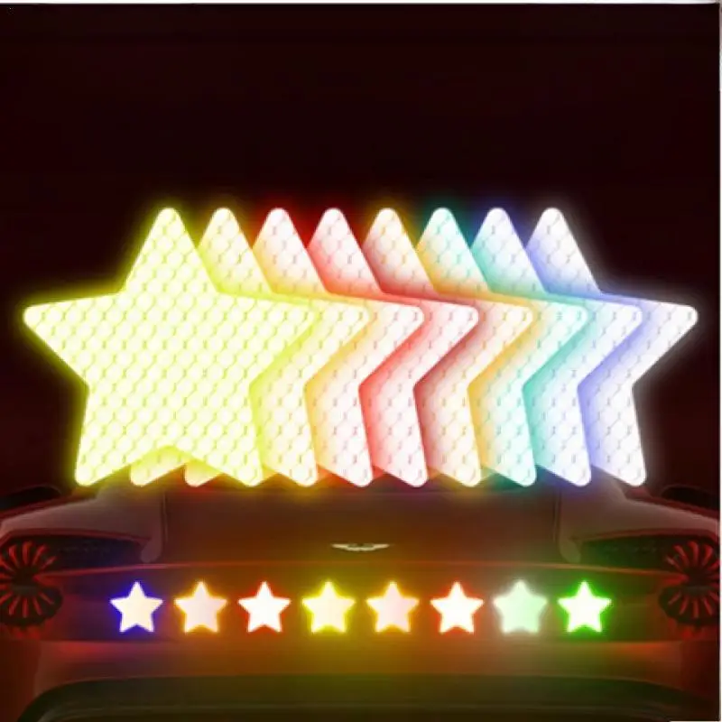 10pcs/set Car Bumper Reflective Safety Strip Stickers Car Star Reflective Sticker Reflective Warning Safety Tape