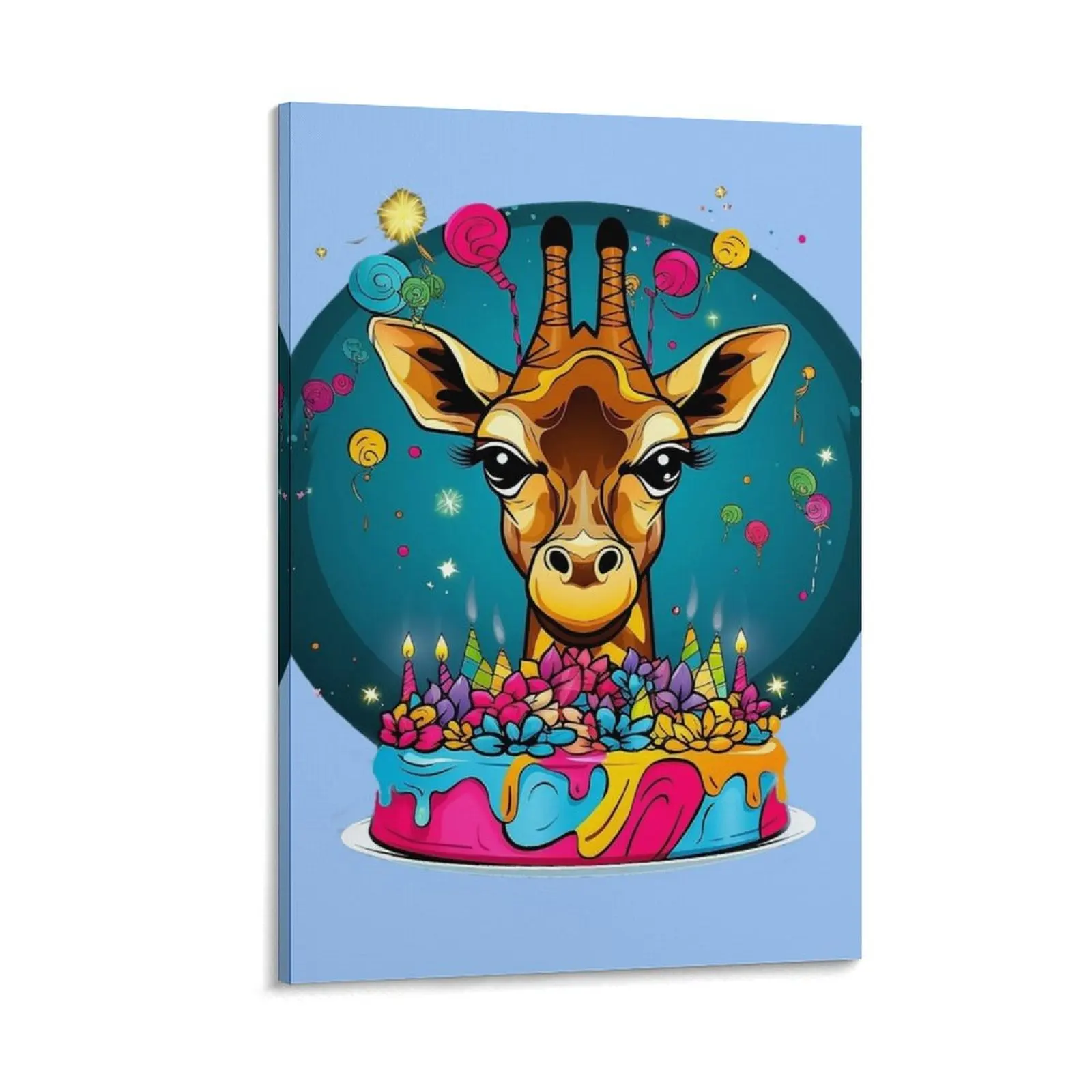 

Cute Giraffe With A Birthday Cake Canvas Painting bedroom decoration Decoration home