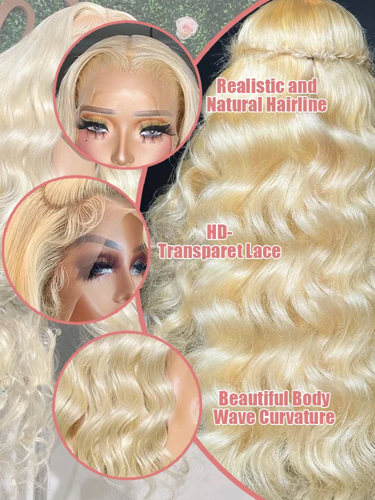 Perruque Lace Front Wig Body Wave Naturelle, Cheveux Humains, Blond Miel 613, 13x6, 13x4, Densité 250, 36 40 Pouces, pour Femme Africaine