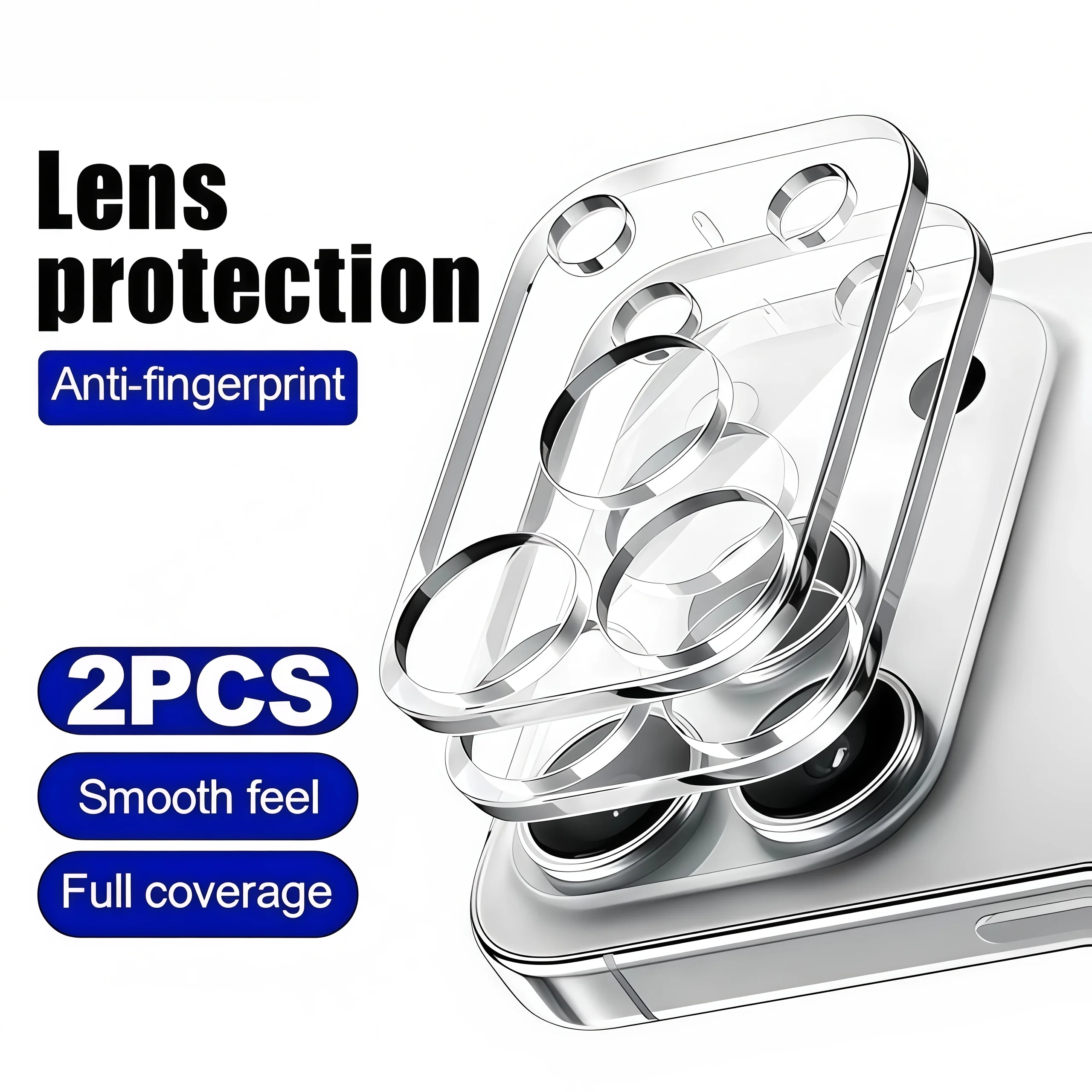 

2 Pcs HD Camera Lens Protector Tempered Glass Compatible with for Iphone 17 Pro Max/Air/17E/16 Pro Max/15 Pro17/16/15/14/13/12