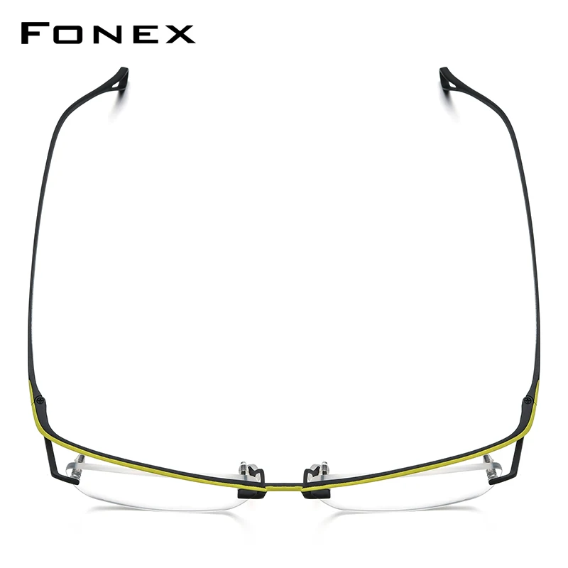 FONEX Titanium Glasses Frame Men 2025 New Brand Design Semi-Rimless Square Eyeglasses Half-Rim Japanese Ultralight Eyewear 85818