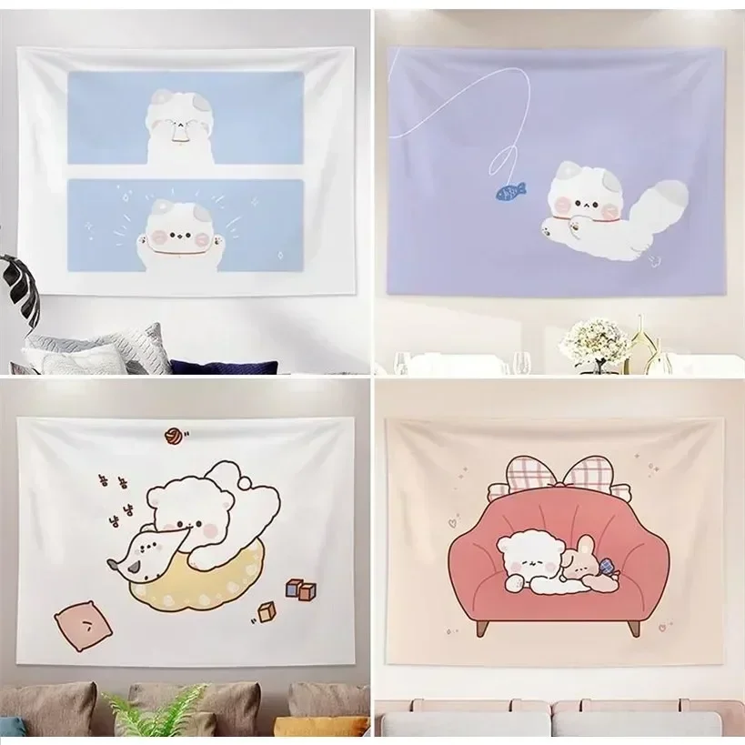 Customizable Cute Bear Tapestry Decor Feminine Room Kawaii Wall Pendant