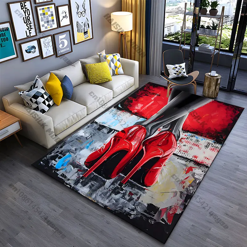 Elegance confidence red highheels carpet Yoga living room room decor children's crawling mat doormat area rug games mat