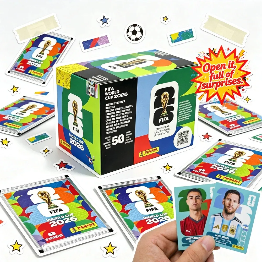 Neue Panini-WM-2026-Aufkleber-Blindpacks, Fußballstar-Karten, Turnier-Gedenk-Sammlerstücke, Fan-Geschenk.
