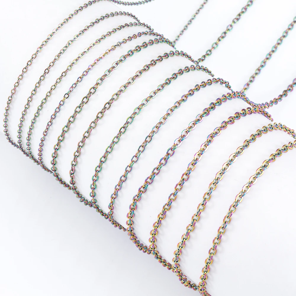10M/Roll 2M Colorful Link Chain Stainless Steel Cross O Shape Chains DIY Necklace Bracelet Jewelry Making Accessories Multi size