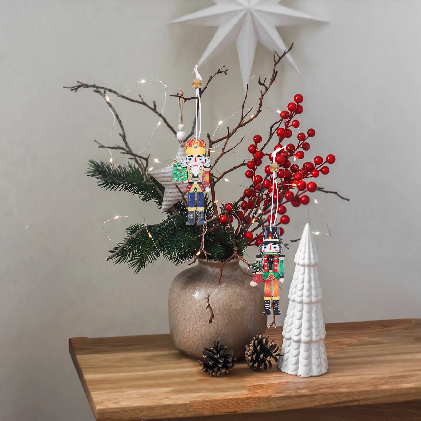 

9Pcs Wooden Nutcracker Hanging Ornaments Xmas Tree Decor Colorful Hand-Painted Vintage Christmas Decorations Holiday Nutcracker