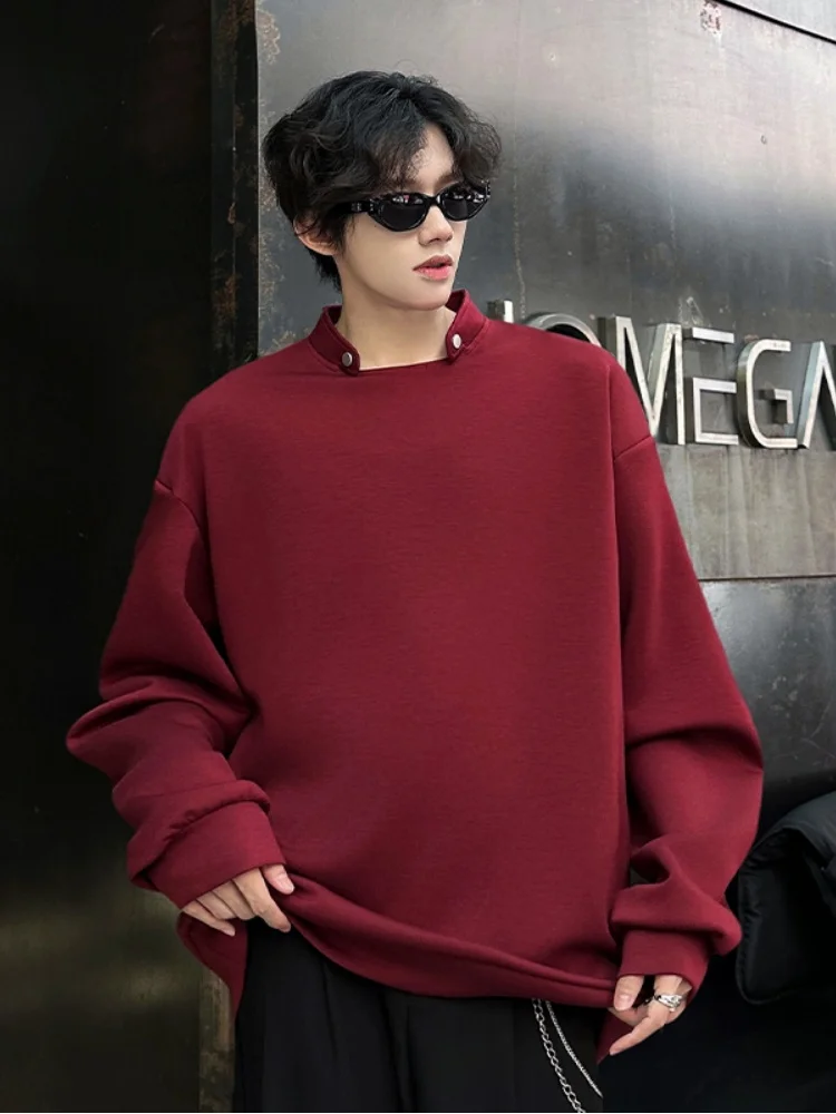 

Men's Long Sve T-irt Autumn Winter f High Collar Base irt Premium Feel Sli Red oulder Pad Top Youth Inner Wear
