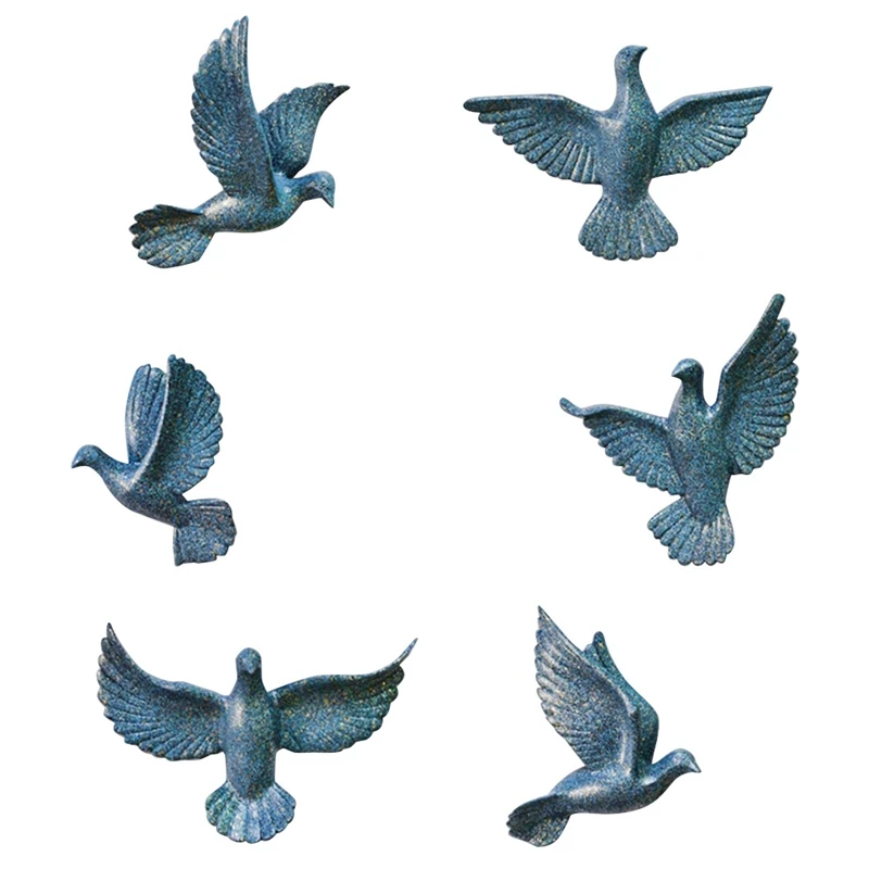 

6PCS European 3D Stereo Pigeon Decoration Crafts Home TV Background Mural Ornaments Wall Sculptures