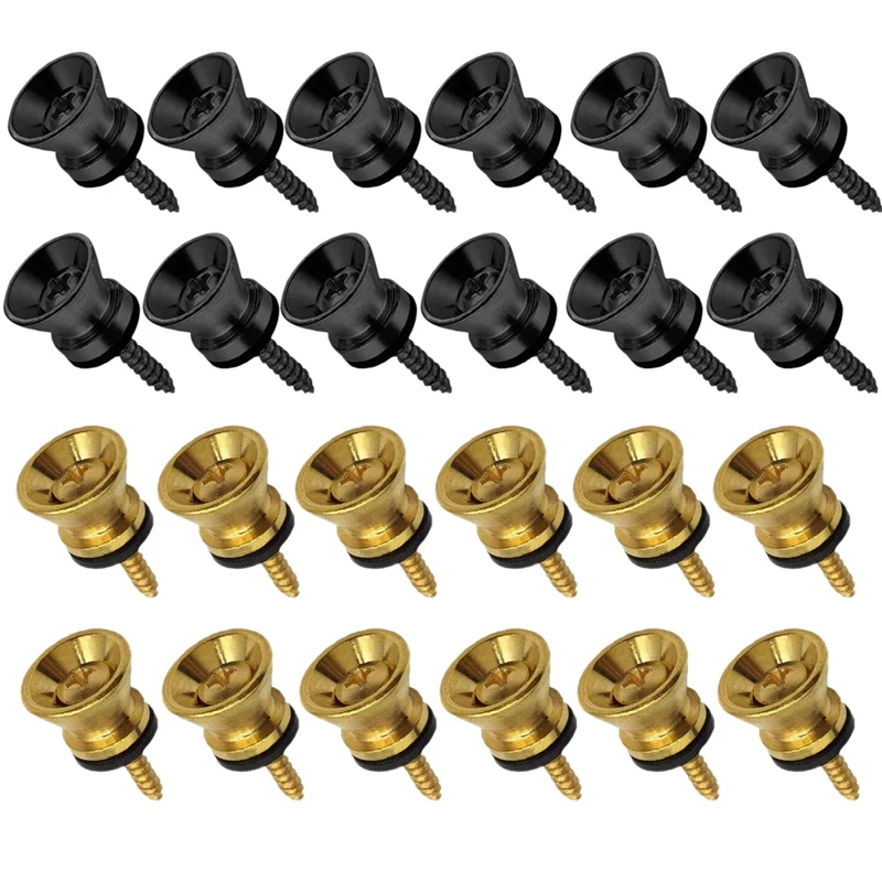 

24Pcs Guitar Strap Locks Metal Strap Button Metal End Pins Flat Head For Acoustic Classical Electric Guitar Bass Ukulele